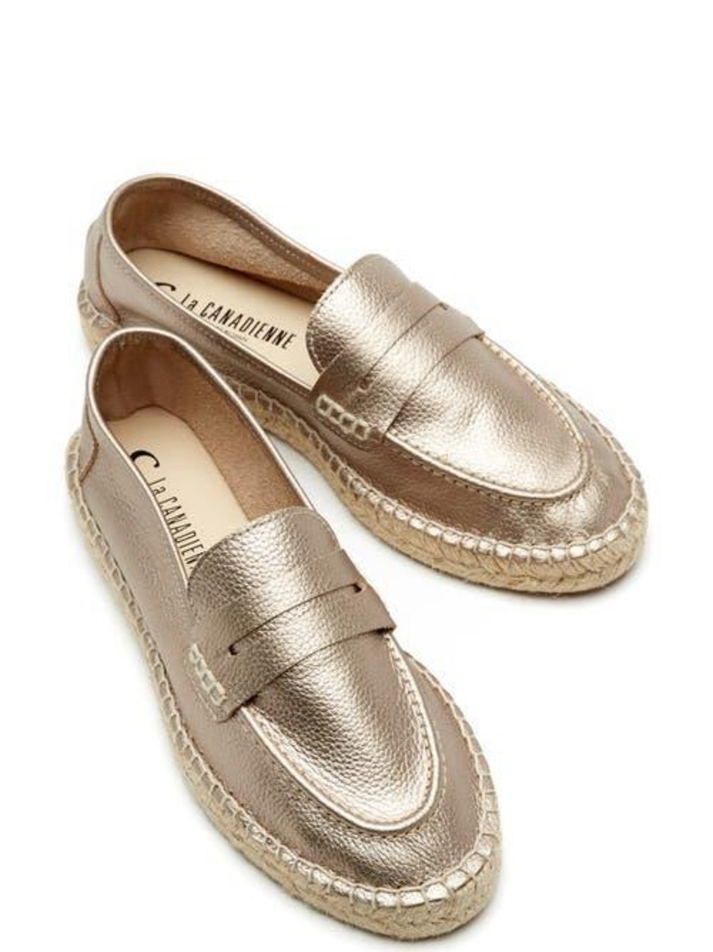 La CANADIENNE Metallic Gold Espadrille Loafers Size 9 New
